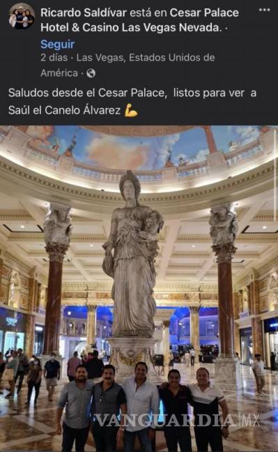$!Saldivar presumió en redes sociales que acudió a la pelea del boxeador “Canelo” Álvarez junto con un grupo de amigos.