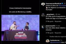 Franco Escamilla y La Mole ironizan sobre el vuelo Saltillo-Monterrey de 19 minutos.