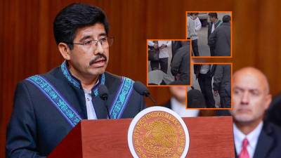 Acompañantes de Hugo Aguilar, ministro presidente de SCJN, son captados limpiándole los zapatos.