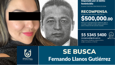 La FGJCDMX difundió una ficha de búsqueda y anunció una recompensa de hasta 500 mil pesos para localizar a Fernando Llanos, señalado por el feminicidio ocurrido en 2019.