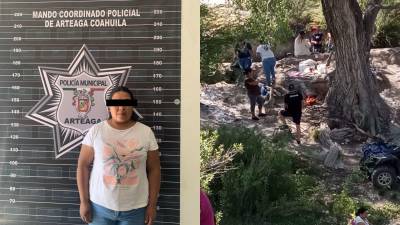 Agentes de la Policía Municipal de Arteaga arrestaron a la mujer identificada como Yessica “N” después de ser sorprendida encendiendo una fogata en una zona restringida de Altos de Bella Unión.