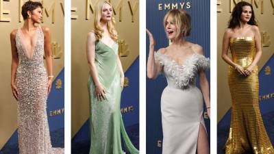 Brillo, tonos suaves, flores y minimalismo de los años 90 protagonizaron algunos de los vestidos más destacados de la ceremonia.