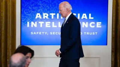El presidente Joe Biden en un evento sobre una orden ejecutiva sobre el desarrollo y uso seguro de la inteligencia artificial, en la Casa Blanca en Washington.