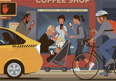 Los hombres, mujeres y niños que se la pasan todos los días pegados a sus celulares.