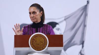 Claudia Sheinbaum, presidenta de México, durante la conferencia matutina de este jueves en Palacio Nacional.