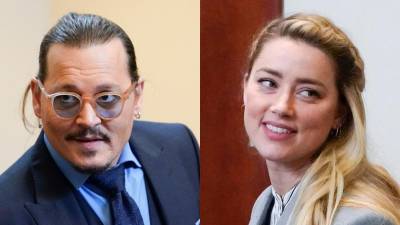 Johnny Depp y Amber Heard en la corte de Fairfax, Virginia, durante los alegatos finales del juicio que entabló el actor por difamación.