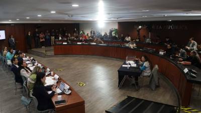 Nasheli Ramírez Hernández en el Senado de la república durante su comparecencia como candidata para ocupar el cargo a presidenta de la Comisión Nacional de los Derechos Humanos (CNDH) para el periodo 2024-2029.