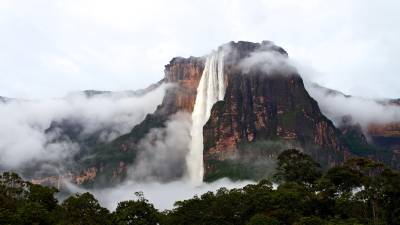 Salto Angel waterfall after a rainy night. The Salto Angel is the highest waterfall in the word with 979 meter.
