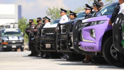 Patrullas y unidades de diferentes corporaciones se congregaron en el bulevar Venustiano Carranza para una demostración de fuerza y presencia policial.