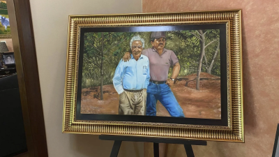 La pintura del capo con su padre fue una de las cosas que más llamó la atención de María Scherer en el encuentro con Zambada.