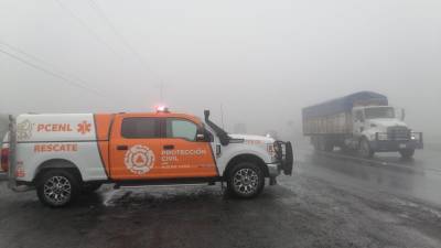 Protección Civil de Nuevo León monitorea la operación de la carretera libre a Saltillo ante las condiciones climatológicas adversas