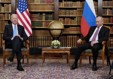 El presidente estadounidense Joe Biden y el presidente ruso Vladimir Putin en una reunión en Ginebra, miércoles 16 de junio de 2021. AP/Patrick Semansky