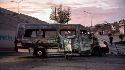 Este día se registraron más de veinte carros incendiados incluyendo vehículos de transporte público en Tijuana