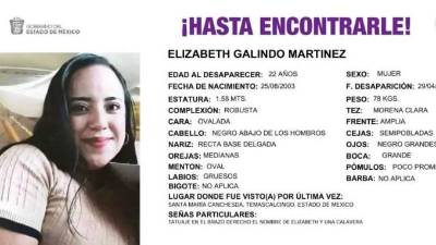 Las autoridades publican un cartel de persona desaparecida de Elizabeth Martinez, de 22 años.