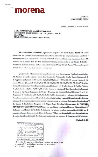 $!Armando Guadiana presenta denuncia contra el Gobierno de Coahuila por uso de despensas para coacción del voto