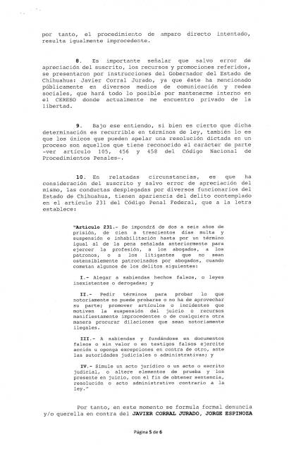 $!Alejandro Gutiérrez presenta denuncia contra Gobierno de Chihuahua por privación ilegal de la libertad