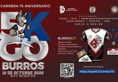 El Tecnológico de Saltillo espera reunir a alrededor de 3 mil 500 corredores en la Go Burros 5K, organizada por su 75 aniversario.