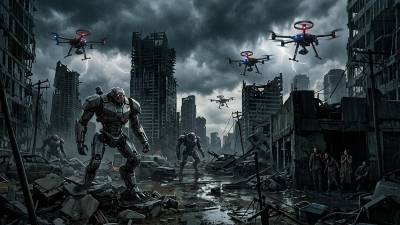 Imagen creada a través de la inteligencia artificial para ilustrar un apocalipsis provocado por la IA.
