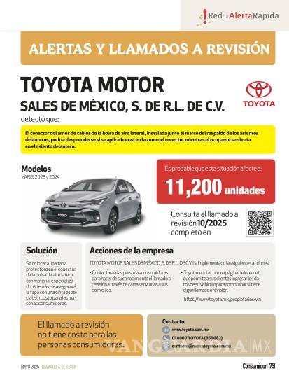 Profeco emite llamados a revisión para vehículos Toyota, Ford y ...