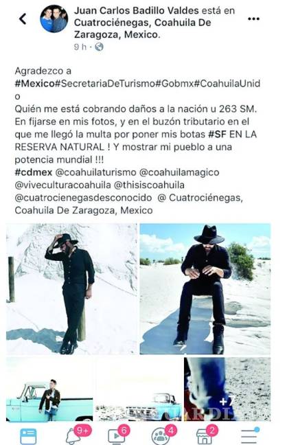 $!Multan a influencer en Cuatrociénegas, Coahuila... ¡por pisar con sus botas la reserva natural!