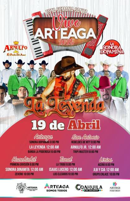 $!Diversas bandas y agrupaciones musicales harán vibrar los corazones de los asistentes durante el Vive Arteaga 2025 en la noche del Sábado de Gloria.