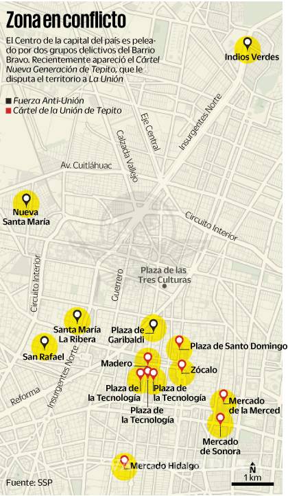 $!Estos son los tres cárteles que disputan el control del Centro de la CDMX