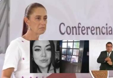 La madre de la víctima logró acercarse a la presidenta cuando salió de las instalaciones de Astilleros de Marina tras su mañanera.