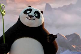 Esta imagen proporcionada por Universal Pictures muestra a Po, con la voz de Jack Black, en una escena de Kung Fu Panda 4 de DreamWorks Animation. (DreamWorks Animation/Universal Pictures vía AP)