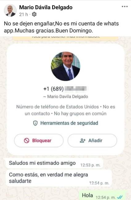 $!Mario Dávila Delgado utilizó su cuenta de Facebook para prevenir posibles fraudes a su nombre.