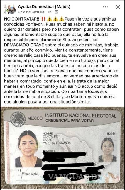 $!A través de páginas de Facebook, la familia de las menores saltillenses compartió su sentir sobre el trabajo de la niñera.