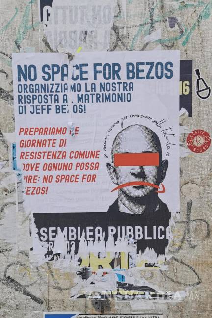 $!‘No Space For Bezos’, organizó una manifestación que está prevista se lleve acabo el próximo 28 de junio con el fin de bloquear el acceso de los invitados a la boda.