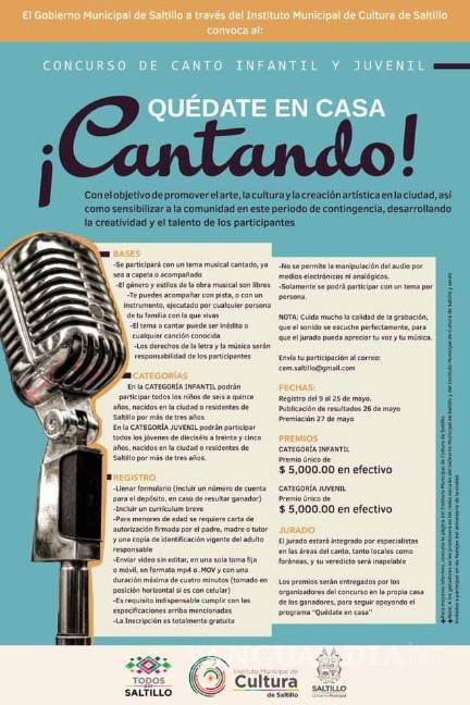 Convoca Municipio a saltillenses a concursos de expresión artística