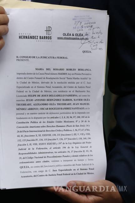 $!Abogados de Rosario Robles presentan queja contra juez; piden deje el caso