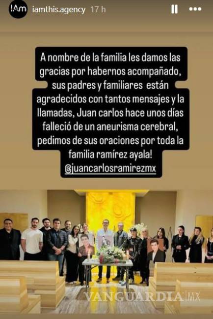 $!“Hace unos días, Juan Carlos falleció de un aneurisma cerebral. Agradecemos profundamente las llamadas y mensajes recibidos”, expresó su agencia.