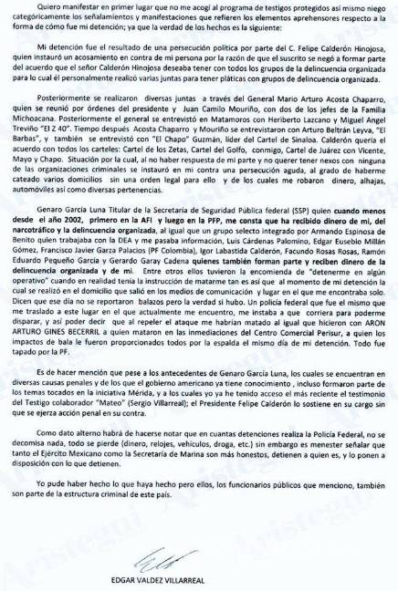 $!Esta fue la carta que “La Barbie” compartió en su momento a Grupo Reforma.
