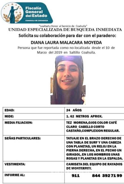 $!Aclara Fiscalía de Coahuila que no hay noticias del paradero de Diana Laura, la joven que desapareció en Saltillo
