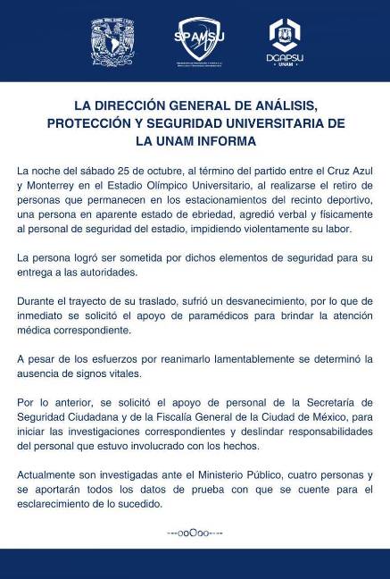 $!¿Qué se sabe sobre la muerte de Rodrigo Mondragón? Aficionado de Cruz Azul fallece tras ser sometido por guardias de la UNAM