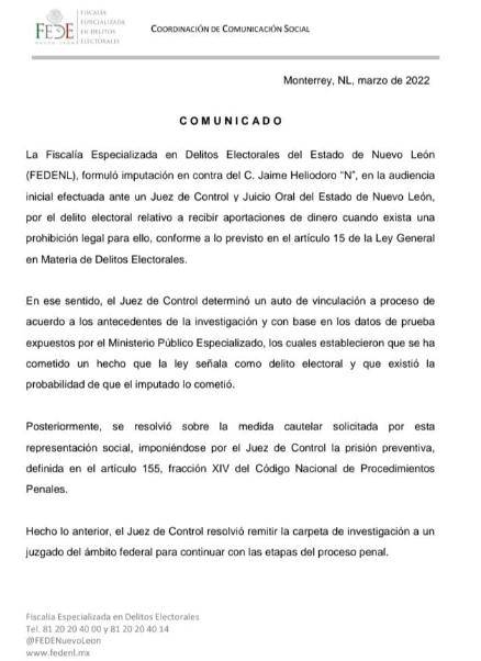 $!Jaime Rodríguez Calderón, ‘El Bronco’, es vinculado a proceso; se queda en prisión