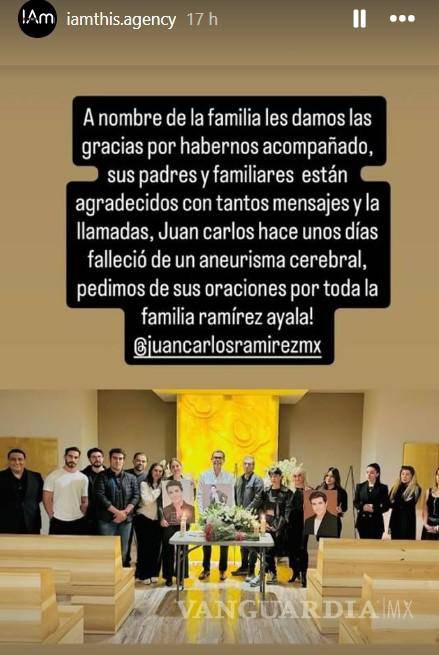 $!“Hace unos días, Juan Carlos falleció de un aneurisma cerebral. Agradecemos profundamente las llamadas y mensajes recibidos”, expresó su agencia.