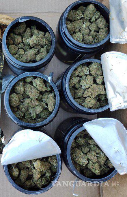 $!También hallaron mariguana dentro de botes de suplemento alimenticio