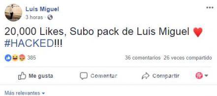 $!&quot;Hackean&quot; cuenta de Facebook de Luis Miguel