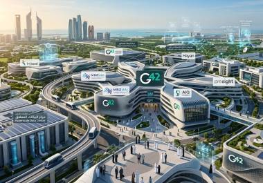 Imagen creada a través de la inteligencia artificial que ilustra el ecosistema de IA en torno a G42 construido por los Emiratos Árabes Unidos.