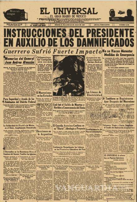 $!Las portadas de diarios en más de 100 años de sismos en México