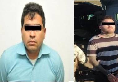 Daniel Menera Sierra (de playera celeste) y Ricardo González Sauceda ( de playera de rayas) fueron identificados por autoridades como operadores criminales en Coahuila.