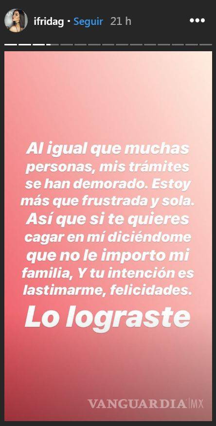 $!'Son unas trepadoras' dice Frida Sofía de la dinastía Pinal, manda mensaje a su abuela