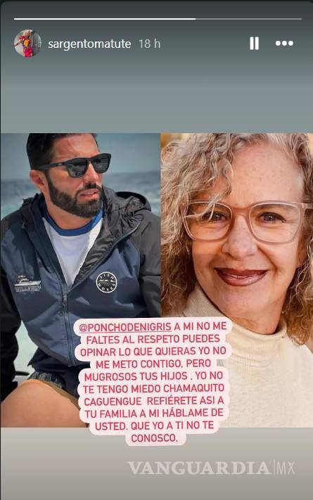 $!Crista Montes respondió a Poncho de Nigris a través de su cuenta de Instagram, rechazando sus críticas y exigiéndole respeto.