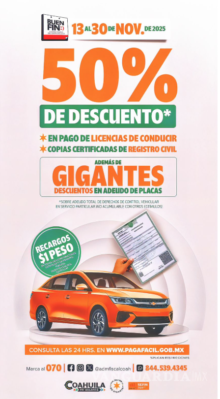 $!Descuentos del 50% durante el Buen Fin, en licencias de conducir y copias certificadas del registro civil | FOTOGRAFÍA: Portal Paga Fácil