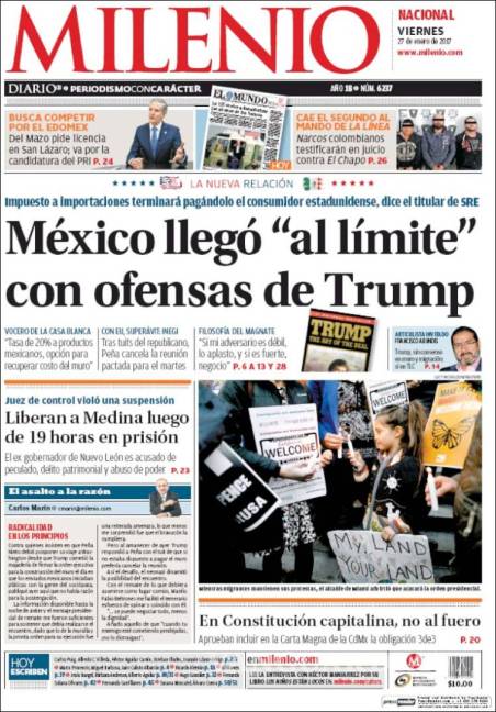 $!Titulares Prensa Nacional 27/01/2017