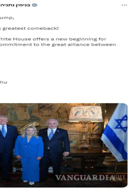 $!El primer ministro israelí, Benjamín Netanyahu, felicitó a Donald Trump por la mayor remontada de la historia, en un mensaje en redes sociales.