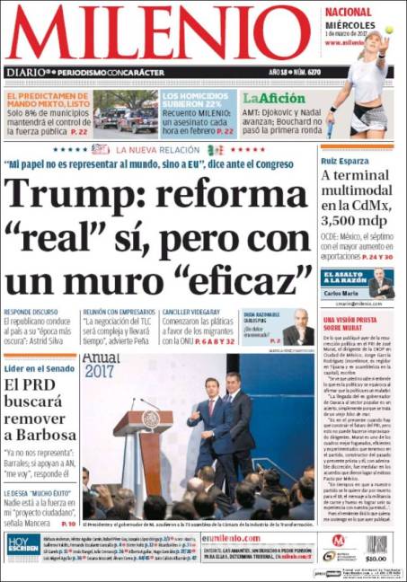 $!Titulares Prensa Nacional 01/03/2017